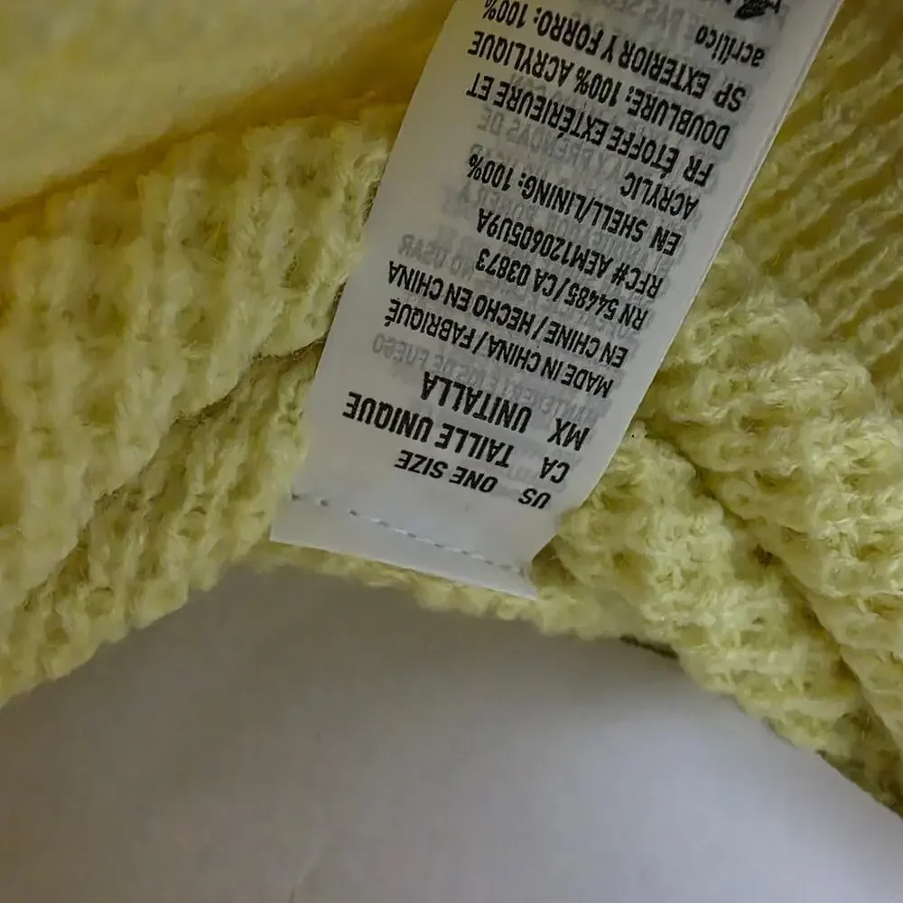 American Eagle Lime Yellow Waffle Knit Beanie NWT Green Unisex Winter Hat OS
